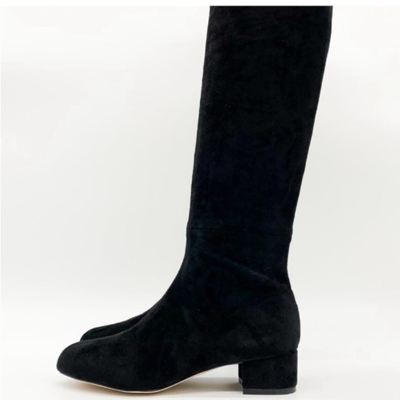 Anthropologie Black Suede Over-The-Knee Boots 1.5” Block Heel Sz 6 Witchy Office - Picture 11 of 16